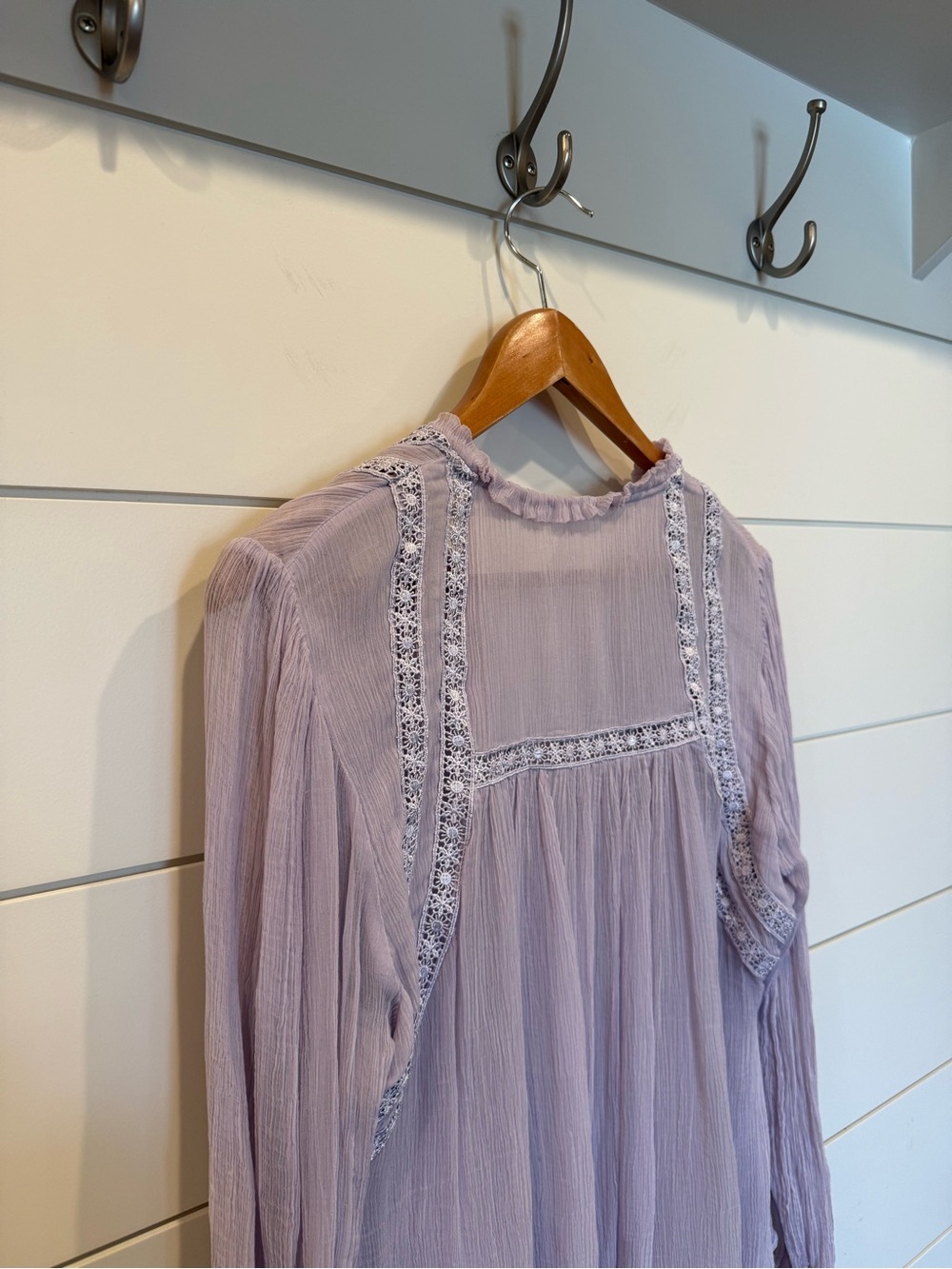 Free People Long Live Love Sheer Boho Blouse Top Large - Picture 6 of 8